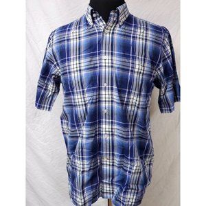 Daniel Cremieax Signature Collection Mens Medium Blue Plaid Short Sleeve Shirt